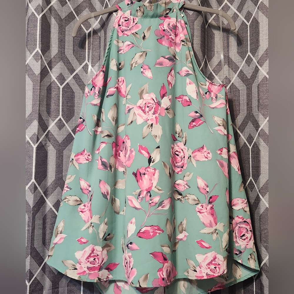 Floral Blouse With Pink and Green Design